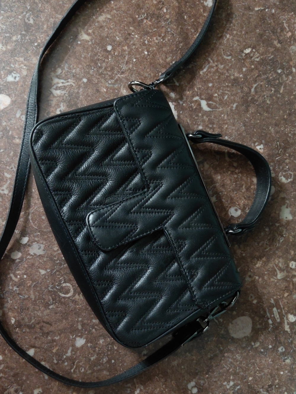 Valentino Black Quilted Leather Crossbody Bag - Women